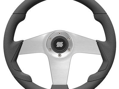 Volante UFLEX Pianosa nero 350 mm razze argento 