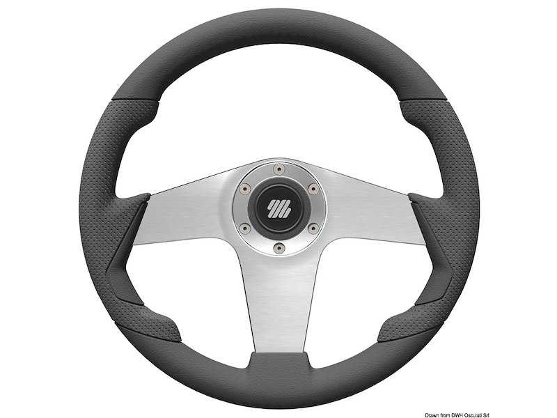 Volante UFLEX Pianosa nero 350 mm razze argento 