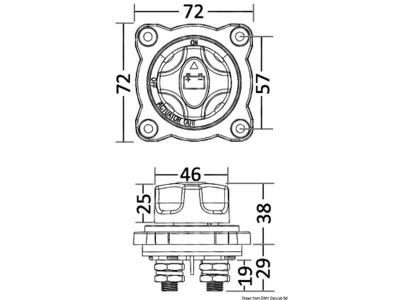 Staccabatteria da semi-incasso ON-OFF-OUT 