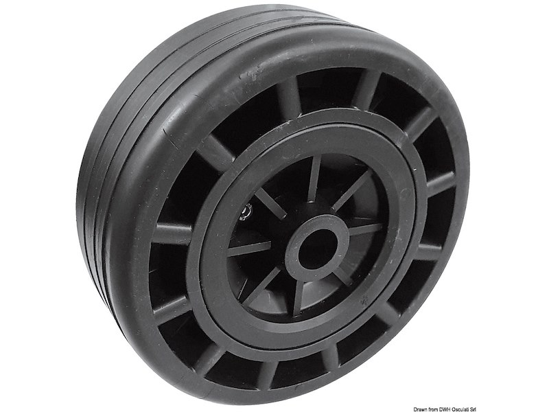 Ruote con anima in tecnopolimero ed esterno in gomma