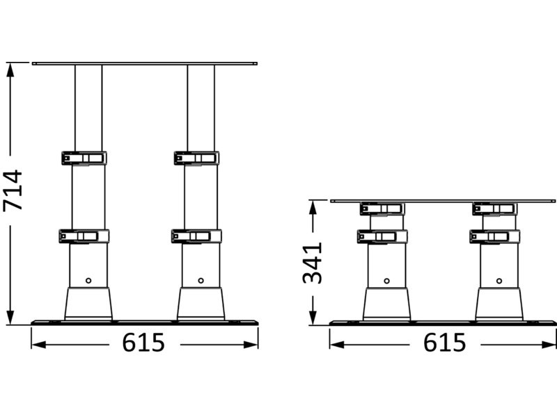 Gamba tavolo doppia base 615 x 300 mm 