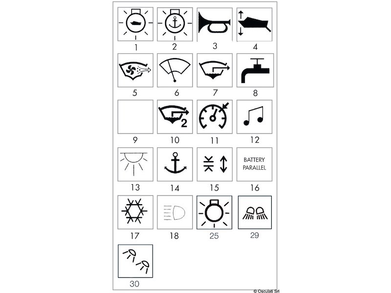 Bascule con simbologia illuminata per interruttori Marina R II